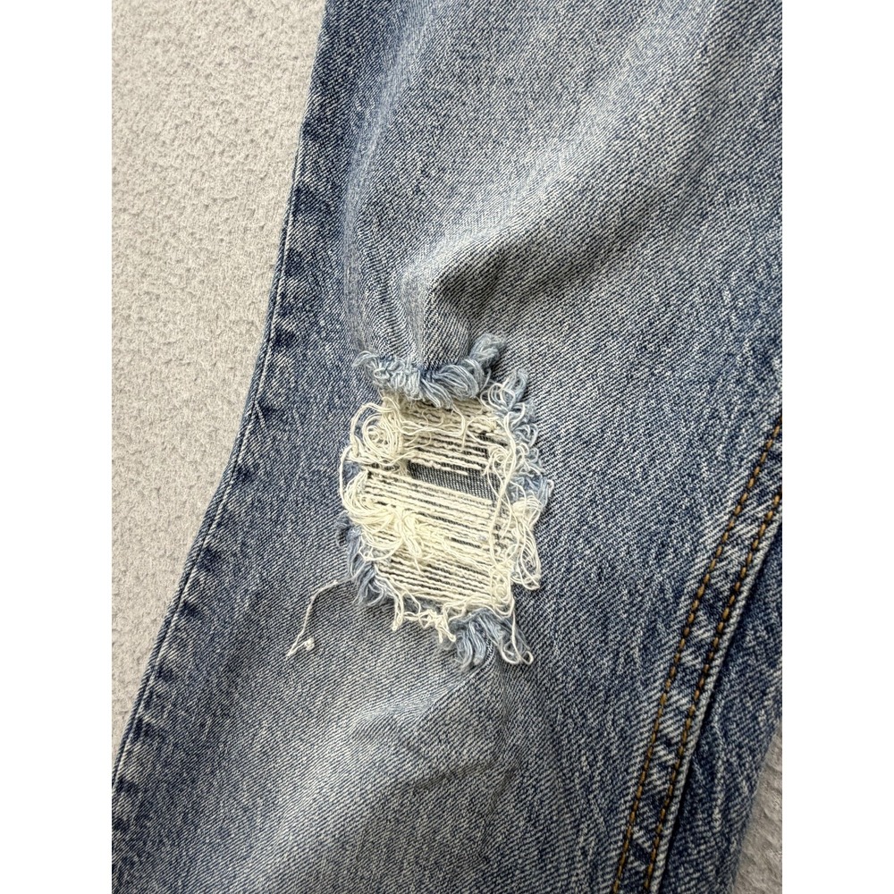 Pilcro Jeans Womens 30 Blue Med Wash Mid Rise Straight Distressed Denim - Picture 2 of 13